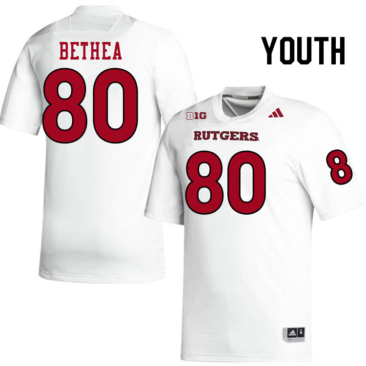 Youth #80 Aaris Bethea Rutgers Scarlet Knights 2024 College Football Jerseys Stitched-White